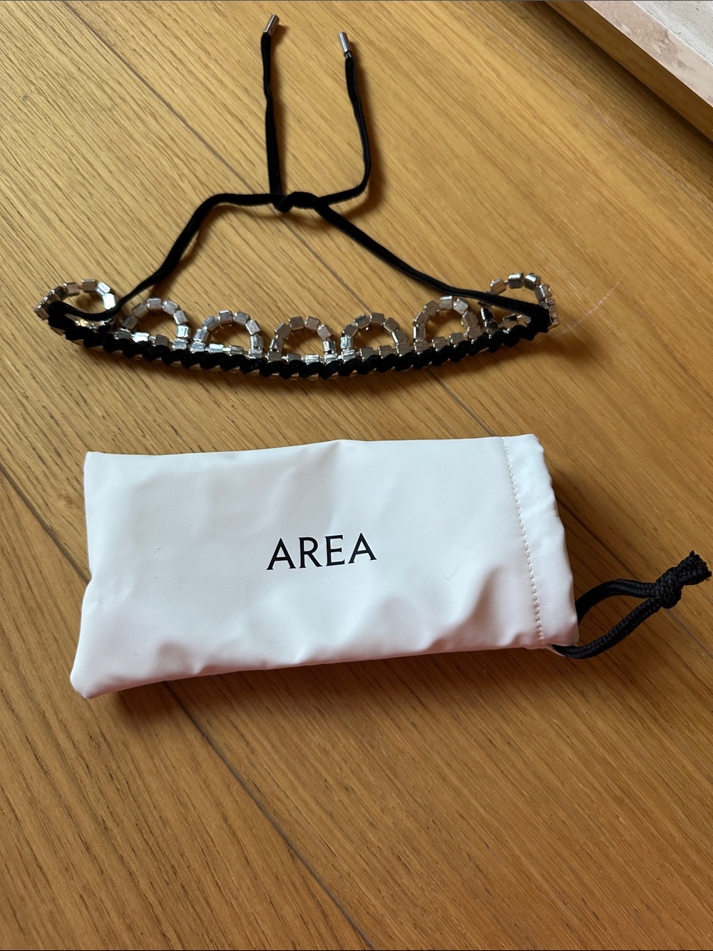AREA Black velvet choker with Clear Crystal Accents.